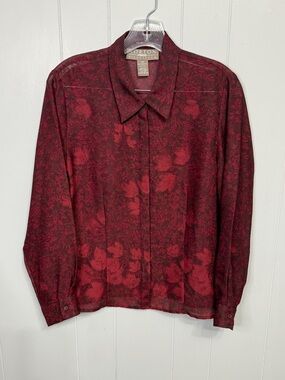 #8)  Norton McNaughton Deep Red Floral Dress Shirt